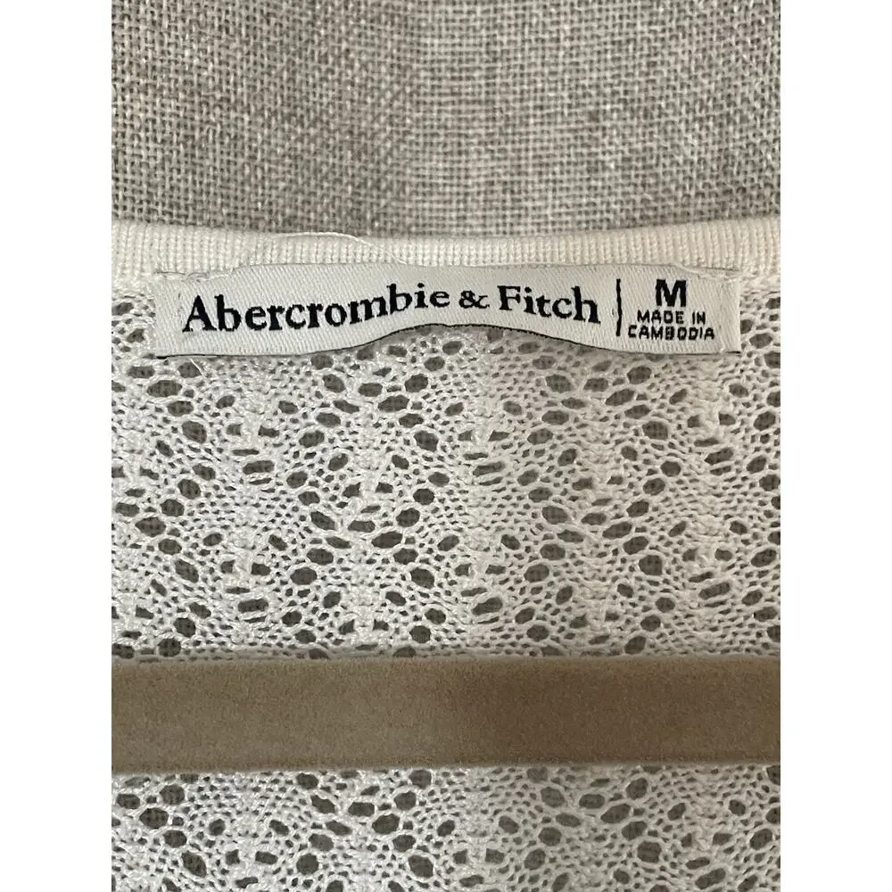 Abercrombie & Fitch Women's Cream Crochet-Style Plunge Maxi Dress Coverup